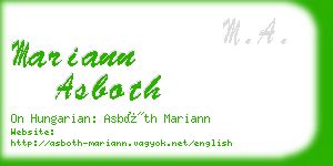 mariann asboth business card